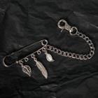 Feather Safety Pin Alloy Brooch Silver - One Size