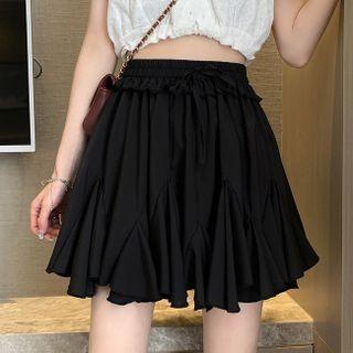 Ruffled Pleated Mini A-line Skirt