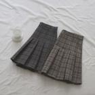 High Waist Plaid A-line Pleated Skirt
