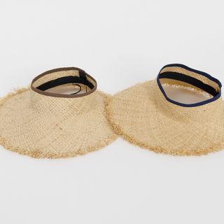 Fray-trim Raffia Sun Hat