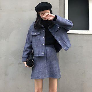 Set: Cropped Buttoned Jacket + Mini Skirt