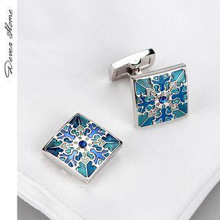 Enamel Square Cufflinks Kf002 - One Size