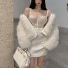 Pearl Accent Faux-fur Jacket