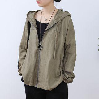 Linen Hooded Zip Jacket