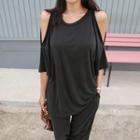 Slit-shoulder Relaxed-fit T-shirt