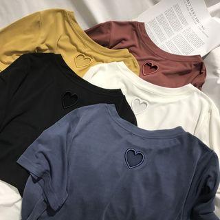 Short-sleeve Heart Cut-out T-shirt