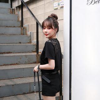 Short-sleeve Lace-back T-shirt