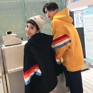 Couple Matching Half-zip Lettering Chevron Stripe Hoodie