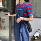 Striped T-shirt / Denim Jumper Dress