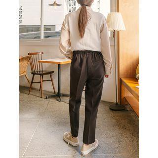 Plus Size Band-waist Napped Pants