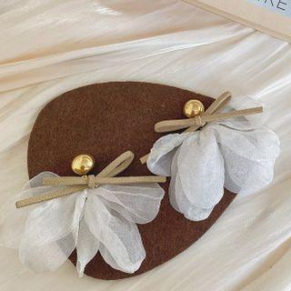 Bow Petal Fabric Fringed Earring