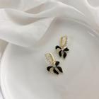 Bow Faux Pearl Alloy Dangle Earring 1 Pair - Black & Gold - One Size