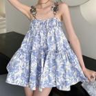 Chain Strap Floral Print A-line Dress