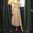Double Breasted Lace Trim Coat Dress