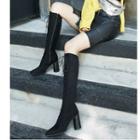 Block-heel Lace-up Tall Boots