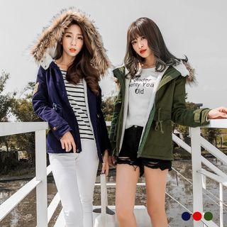 Hooded Puff Parka With Shoulder Patch