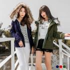 Hooded Puff Parka With Shoulder Patch