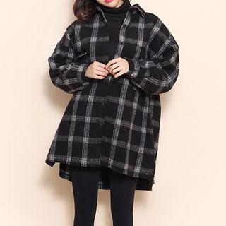 Drop-pocket Loose-fit Flannel Shirt