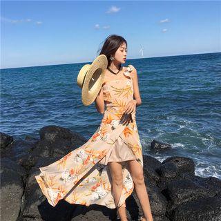 Tie-strap Floral Midi Dress