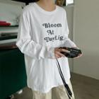 Round-neck Letter Long T-shirt