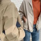 Drawstring-hem Zip-up Jacket