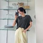 Cuff-sleeve Crop T-shirt