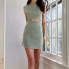 Plain Sleeveless Cut-out Mini Dress