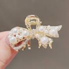 Knot Faux Pearl Hair Clamp Ly1417 - White & Gold - One Size