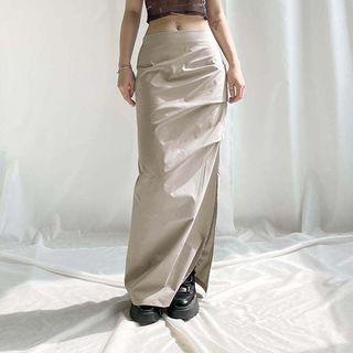 Low-waist Side Slit Maxi Skirt