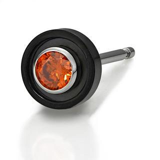 Orange Crystal Single Earring Ip Black - One Size