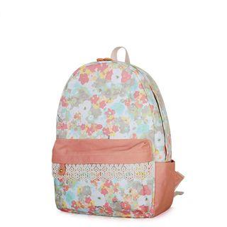 Floral Print Lace-trim Backpack As Shown In Figure - One Size