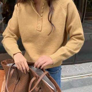 Henley Knit Top Coffee - One Size