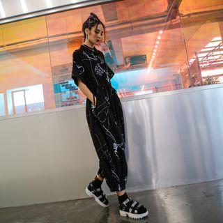 Print Cropped Jumpsuit