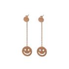 Simple And Creative Plated Rose Gold Geometric Round Smiley Face Tassel 316l Stainless Steel Earrings Golden - One Size