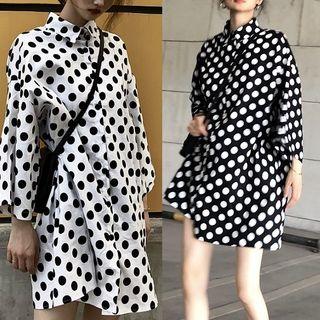Long Sleeve Polka Dot Shirt Dress