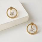 Rhinestone Hoop Earring 1 Pair - A-70 - Gold - One Size