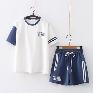 Color Block Print T-shirt / Shorts / Set