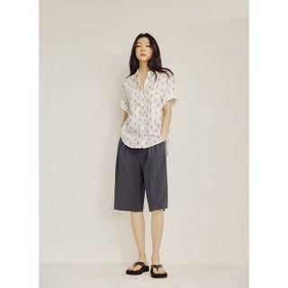 Short-sleeve Printed Shirt Ivory - One Size
