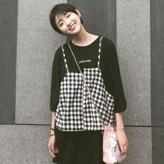 Set: 3/4-sleeve T-shirt + Strappy Top