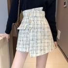 High-waist Asymmetrical Plaid Mini Skirt