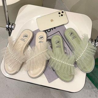 Beaded Mesh Sandals