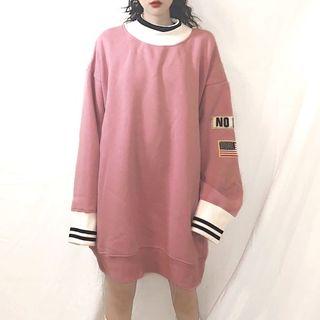 Mock-neck Patched Oversized Sweatshirt