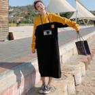 Long Sleeve Two Tone Sweatshirt Dress