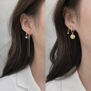 Set: Star / Bead Dangle Earring Hexagram Earring - One Size