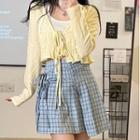 Plaid A-line Skirt / Camisole Top / Light Jacket
