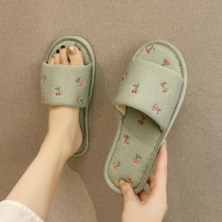 Cherry Embroidered Slippers