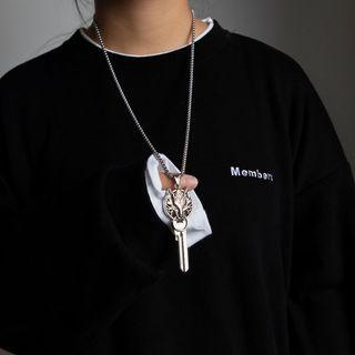 Couple Matching Wolf Key Pendant Chain Necklace As Shown In Figure - One Size
