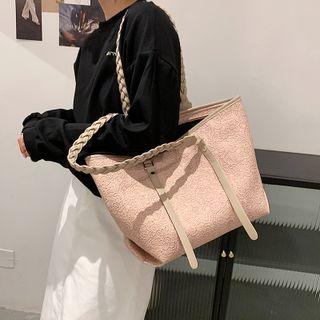 Textured Braided Strap Shoulder Bag