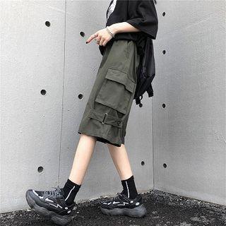 Wide-leg Cargo Shorts Black - One Size