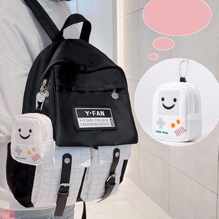 Plaid Panel Buckled Backpack Set - Black - S
